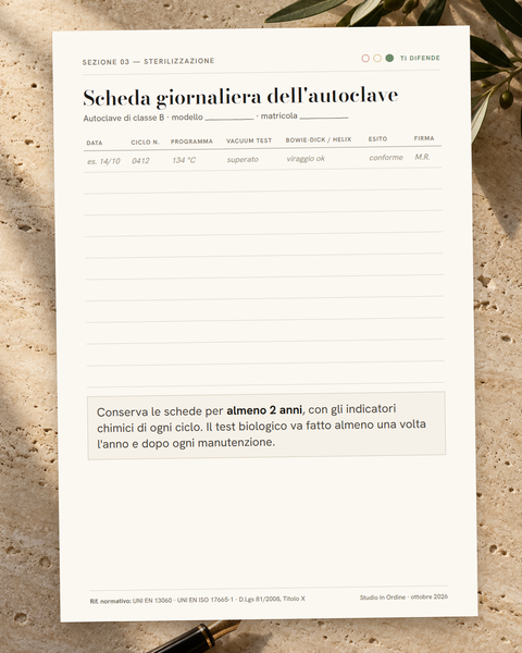 Scheda giornaliera dell'autoclave
